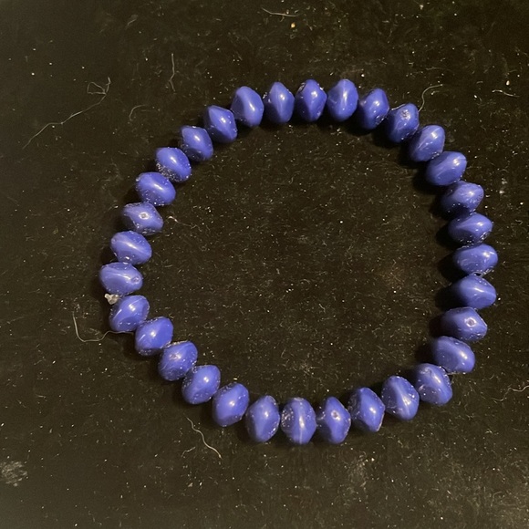 8” purple dark blue stackable stretch bracelet with 36 beads - Picture 2 of 8